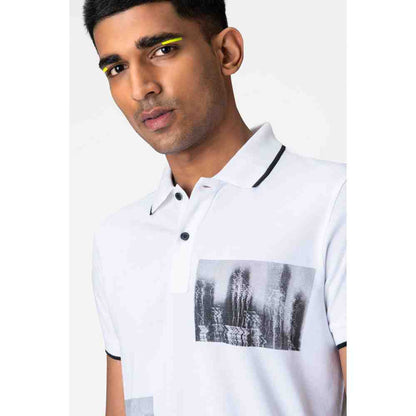 Genes Lecoanet Hemant Ivory Printed Polo T Shirt