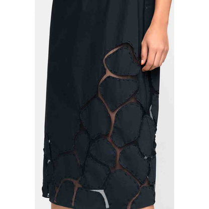 Genes Lecoanet Hemant Black A-Line Dress Embroidered with Tulle and Bugle Beads