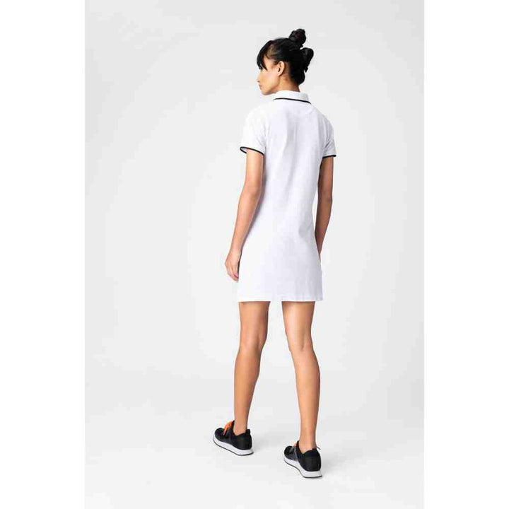 Genes Lecoanet Hemant White Logo Dress with Asymmetric Hemline