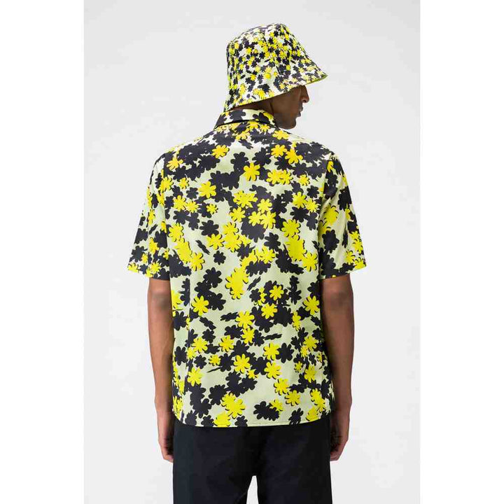 Genes Lecoanet Hemant Floral Collage Mens Cotton Shirt with Cuban Collar