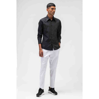 Genes Lecoanet Hemant Mens Shirt with Cutout Embroidery