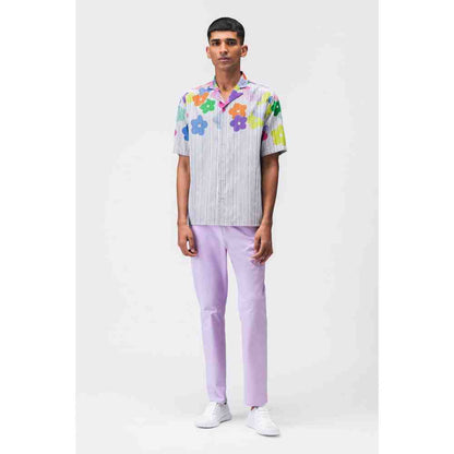 Genes Lecoanet Hemant Multicoloured Mens Shirt with Cuban Collar