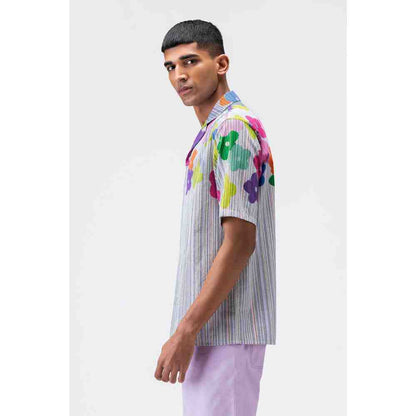 Genes Lecoanet Hemant Multicoloured Mens Shirt with Cuban Collar
