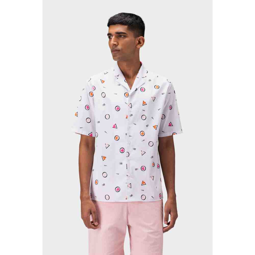 Genes Lecoanet Hemant Floral Iconography Mens Shirt with Cuban Collar