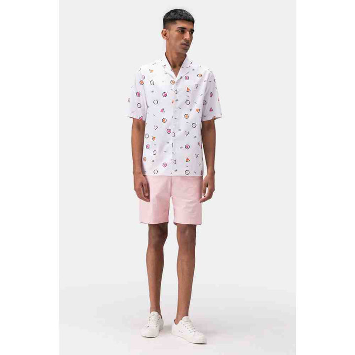 Genes Lecoanet Hemant Floral Iconography Mens Shirt with Cuban Collar