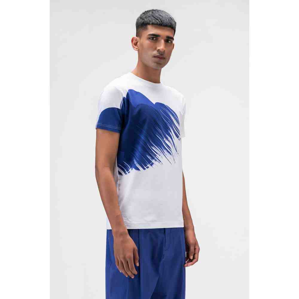 Genes Lecoanet Hemant Genes White T Shirt with Abstract Oversized Floral Print