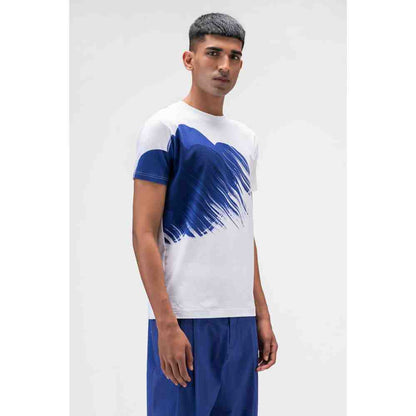 Genes Lecoanet Hemant Genes White T Shirt with Abstract Oversized Floral Print