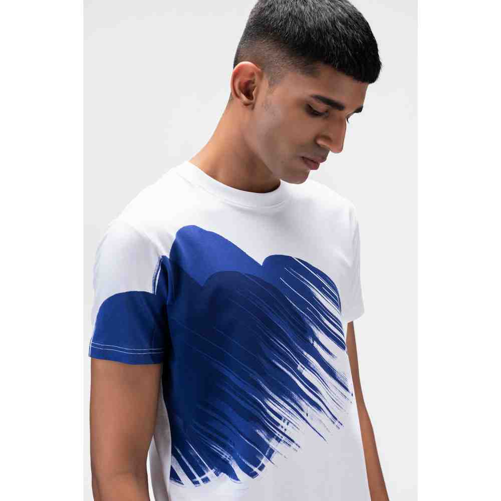 Genes Lecoanet Hemant Genes White T Shirt with Abstract Oversized Floral Print