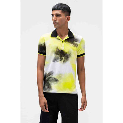 Genes Lecoanet Hemant Lime Ombre Floral Mens Polo T Shirt