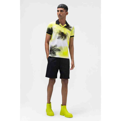 Genes Lecoanet Hemant Lime Ombre Floral Mens Polo T Shirt