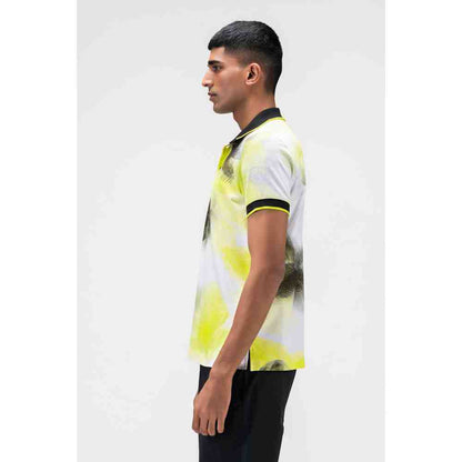 Genes Lecoanet Hemant Lime Ombre Floral Mens Polo T Shirt