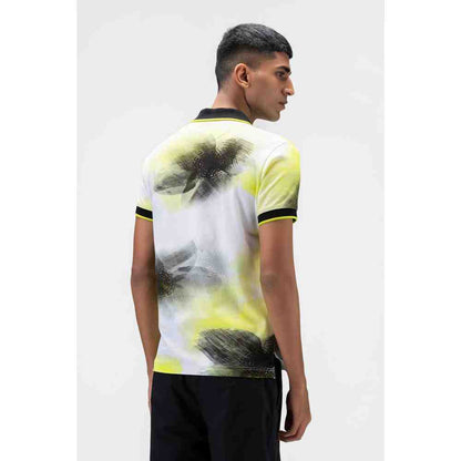 Genes Lecoanet Hemant Lime Ombre Floral Mens Polo T Shirt