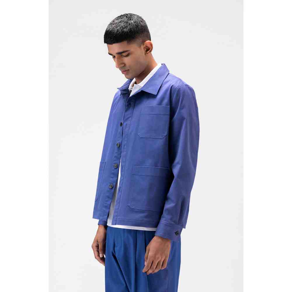 Genes Lecoanet Hemant Berry Blue Mens Jacket with Patch Pocket