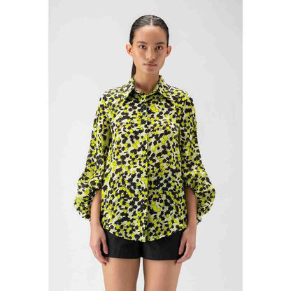 Genes Lecoanet Hemant Floral Collage Women Shirt With Statement Sleeves