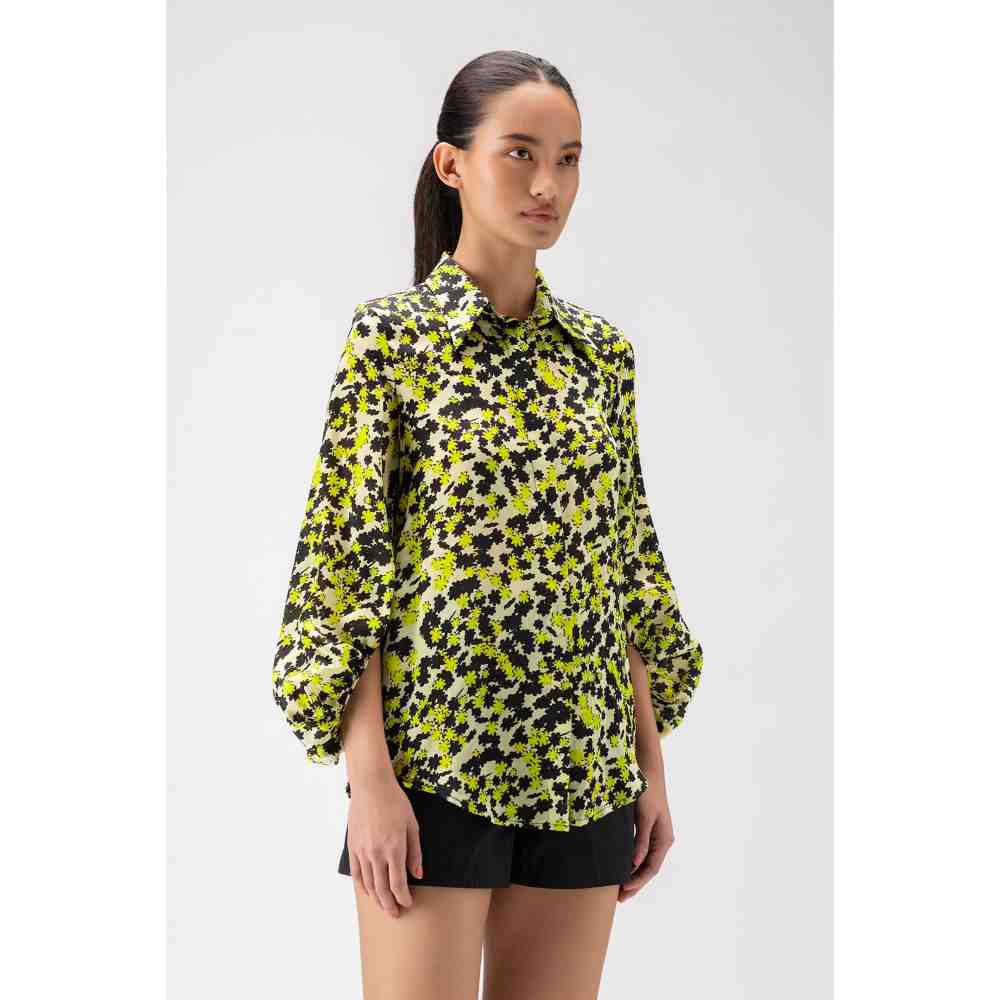 Genes Lecoanet Hemant Floral Collage Women Shirt With Statement Sleeves