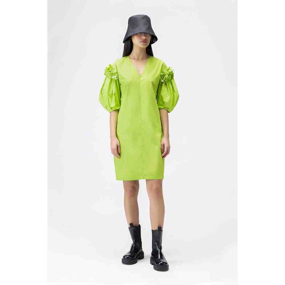 Genes Lecoanet Hemant 3D Floral Embroidered Dress With Darts