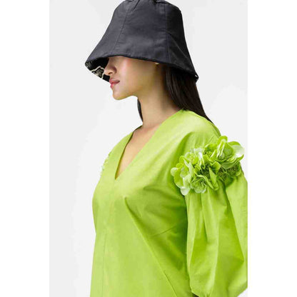 Genes Lecoanet Hemant 3D Floral Embroidered Dress With Darts