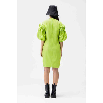 Genes Lecoanet Hemant 3D Floral Embroidered Dress With Darts