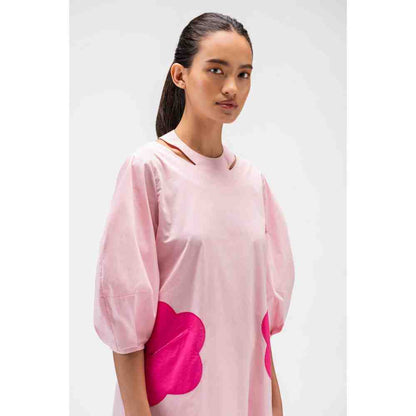 Genes Lecoanet Hemant Floral Applique Dress With Raised Neck