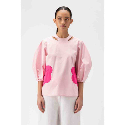 Genes Lecoanet Hemant Floral Applique Top With Raised Neck