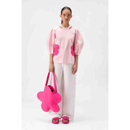 Genes Lecoanet Hemant Floral Applique Top With Raised Neck