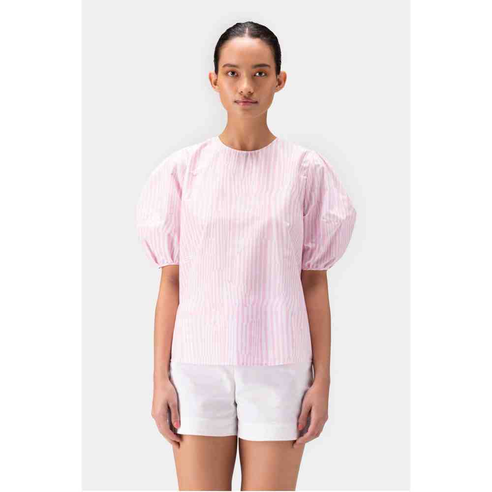 Genes Lecoanet Hemant Round Neck Top With Asymmetrical Stripes
