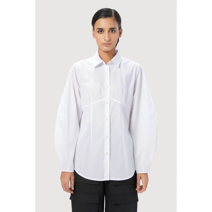 Genes Lecoanet Hemant Regular Fit Button-Down Shirt with Voluminous Sleeves White