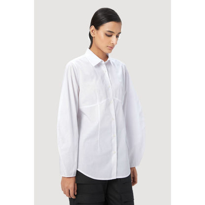 Genes Lecoanet Hemant Regular Fit Button-Down Shirt with Voluminous Sleeves White
