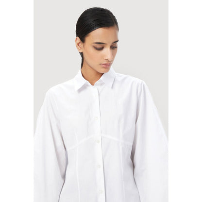 Genes Lecoanet Hemant Regular Fit Button-Down Shirt with Voluminous Sleeves White