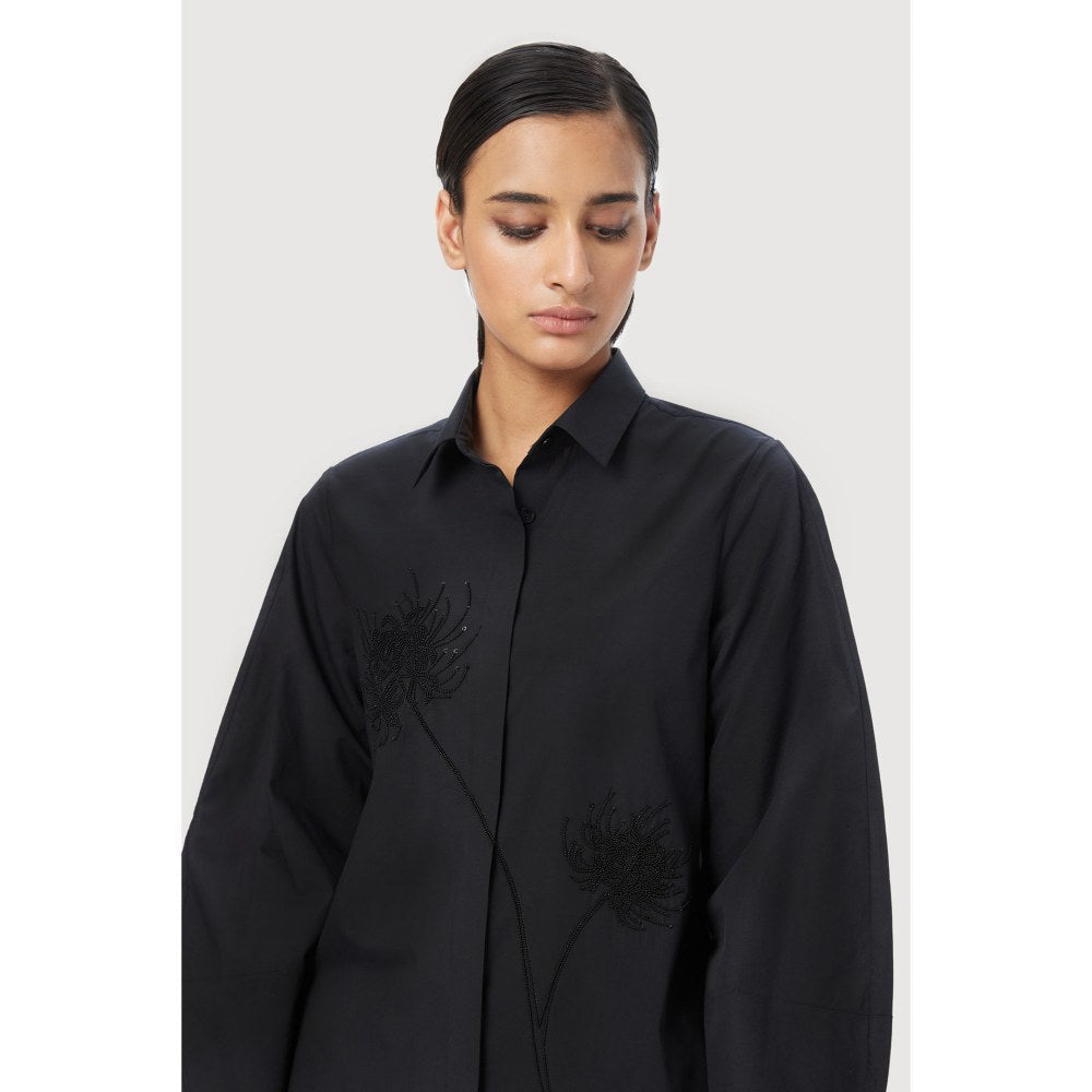 Genes Lecoanet Hemant Regular Fit Button-Down Shirt with Soft Rounded Sleeves Black