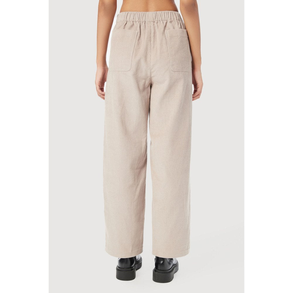 Genes Lecoanet Hemant Straight Fit Trousers with Unique Seam Detailing & Knee Darts Beige