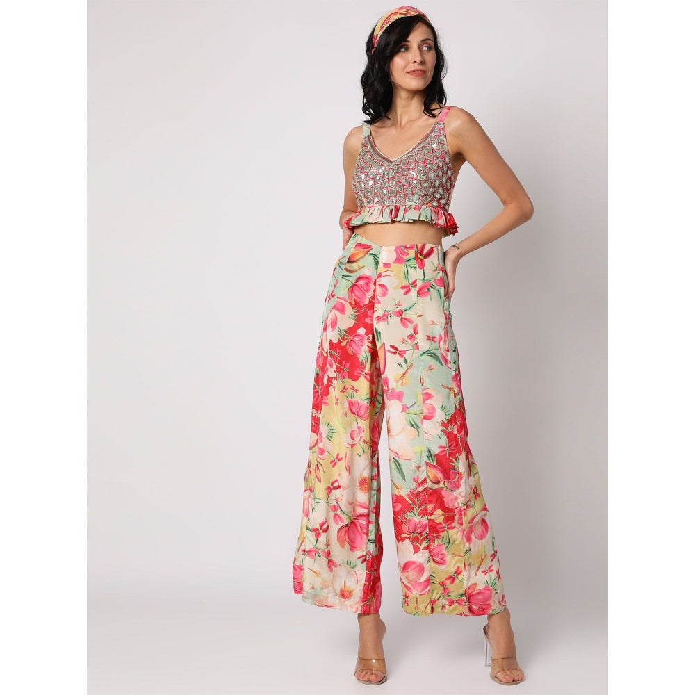 Gopi Vaid Khushi Top With Printed Pant (Set of 2)