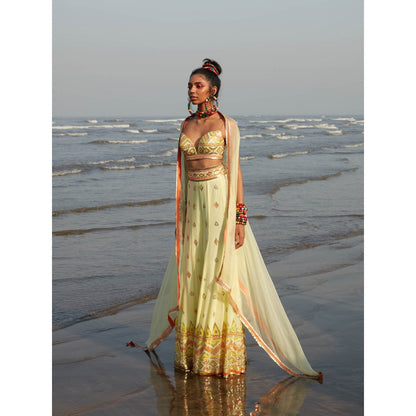 Gopi Vaid Yellow Arzu Cape (Set of 3)