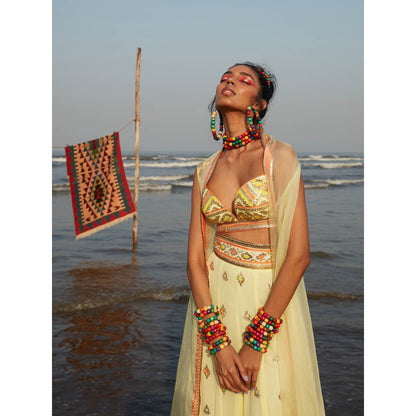 Gopi Vaid Yellow Arzu Cape (Set of 3)