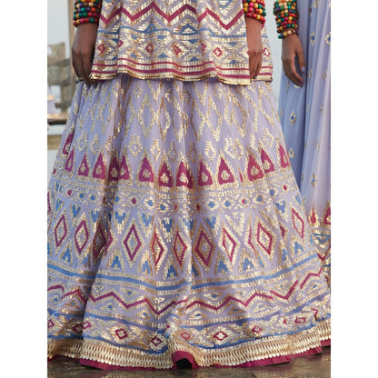 Gopi Vaid Lilac Suraiya Peplum Lehenga (Set of 3)