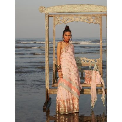 Gopi Vaid Pink Tahira One Shoulder Gown