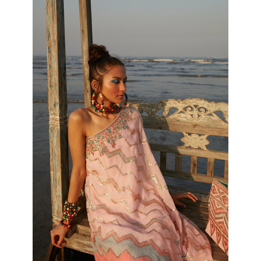 Gopi Vaid Pink Tahira One Shoulder Gown