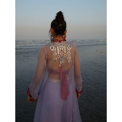 Gopi Vaid Lilac Tasneem Cape (Set of 3)