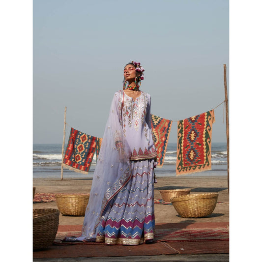 Gopi Vaid Lilac Sabrina Lehenga (Set of 3)