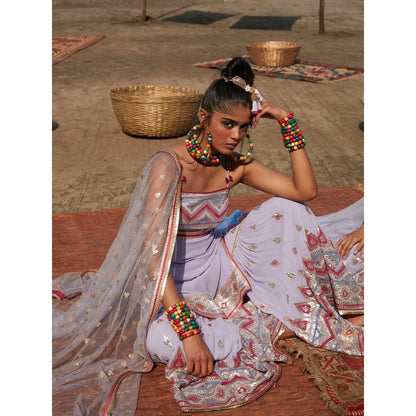 Gopi Vaid Lilac Asmaa Strappy Sharara (Set of 3)