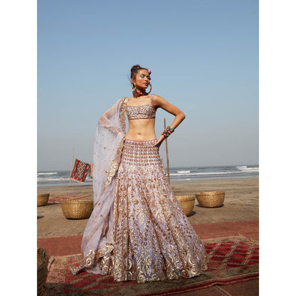 Gopi Vaid Lilac Meknis Sequin Lehenga (Set of 3)