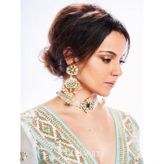 Gopi Vaid Ivory Zohra Peplum Sharara (Set of 3)