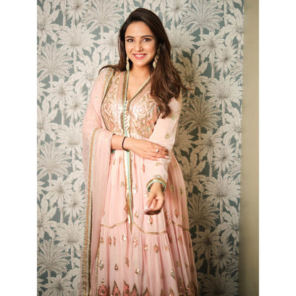 Gopi Vaid Pink Aziza Tiered Angrakha (Set of 3)