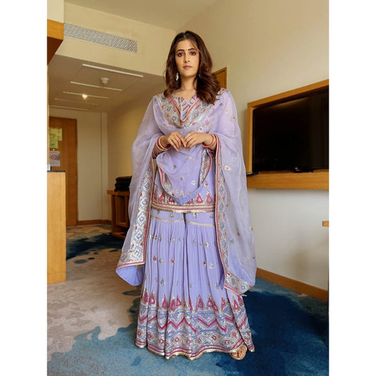 Gopi Vaid Lilac Sara Short Sharara (Set of 3)