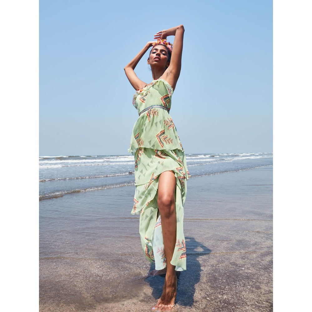 Gopi Vaid Ornos Strappy Tiered Dress