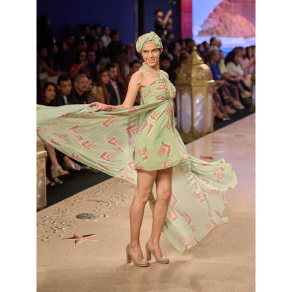 Gopi Vaid Fedora High-Low Dress