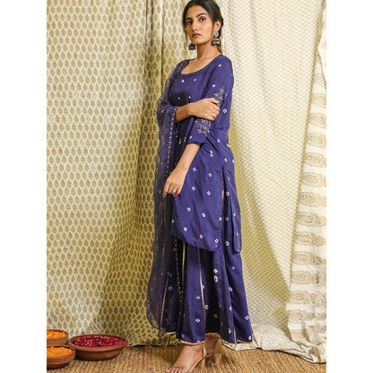 Gulabo Jaipur Purple Embroidered Kurta And Pant With Dupatta (Set of 3)