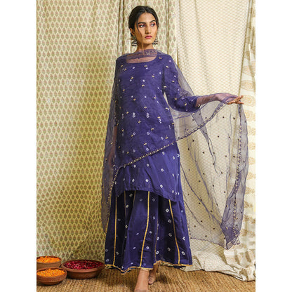 Gulabo Jaipur Purple Embroidered Kurta And Pant With Dupatta (Set of 3)