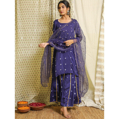 Gulabo Jaipur Purple Embroidered Kurta And Pant With Dupatta (Set of 3)