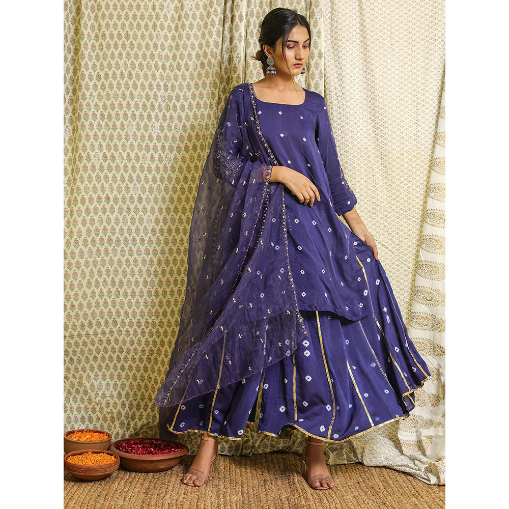 Gulabo Jaipur Purple Embroidered Kurta And Pant With Dupatta (Set of 3)